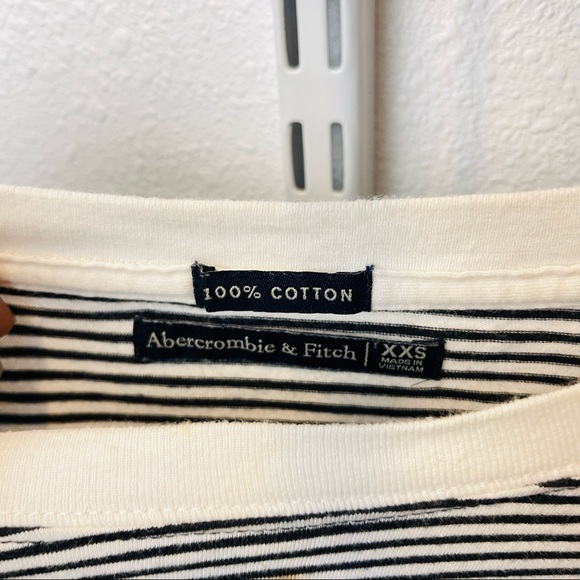 ABERCROMBIE $ Fitch sweatshirt long tee cropped striped CHEERS - Picture 7 of 10